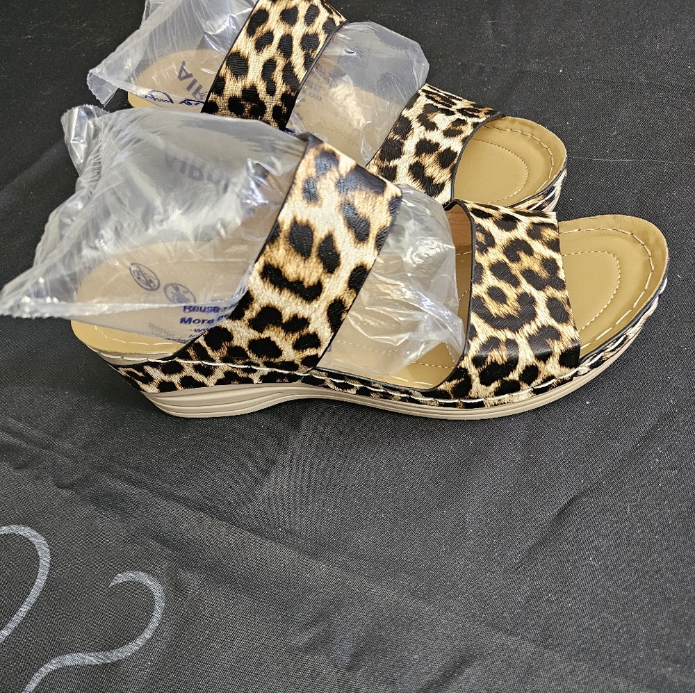 Leopard Print Wedge Sandals